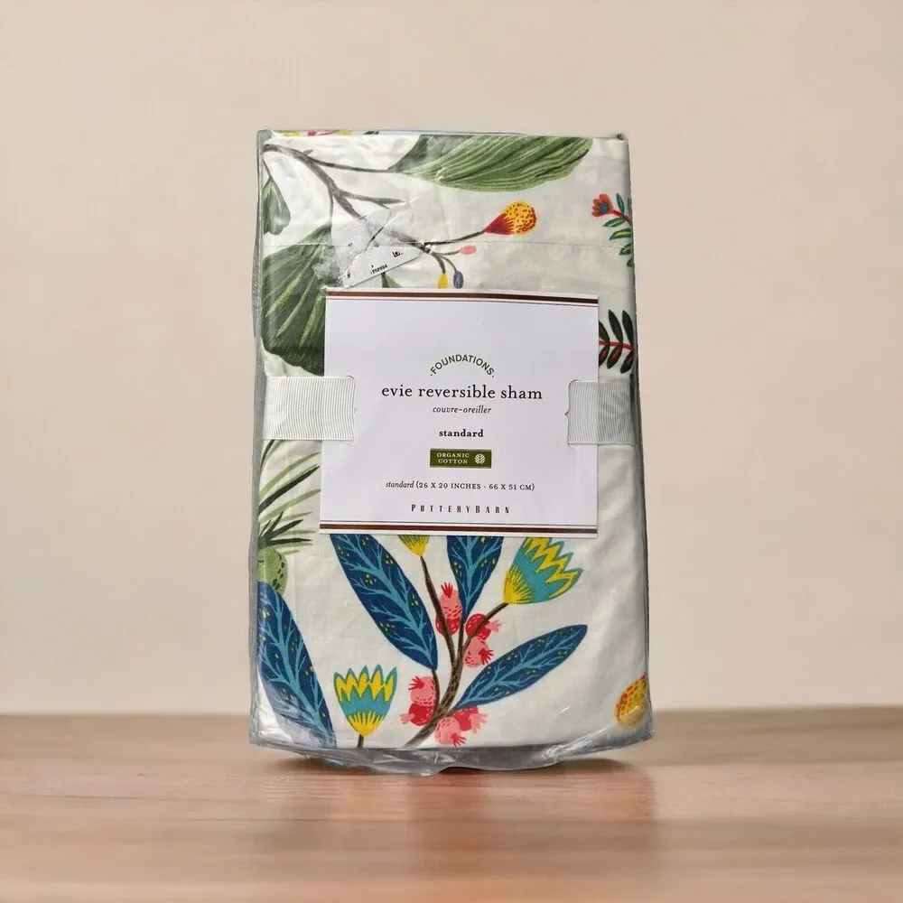 New Pottery Barn Evie Reversible Sham Organic cotton Standard 26x20